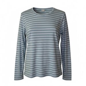 KULE Modern Long Shirt Medium M Frost Blue / White Long Sleeve Striped Top Tee
